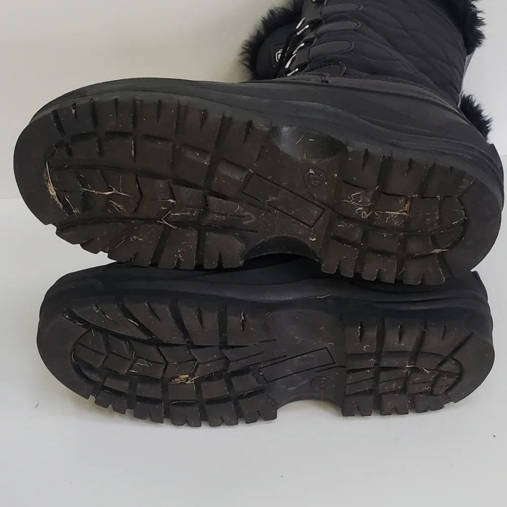 Polar Black Faux Fur Lined Mid Calf Duck Boots Size 10